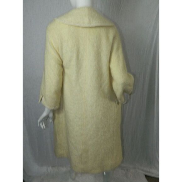 Roos Atkins Coat Ivory Curly Boucle  Wool 1960 Jacket Bell Sleeves Size Medium - Picture 5 of 14